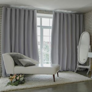 Штора портьерная «Этель» 250×265 см, блэкаут, цвет металл, 210 г/м², 100% п/э