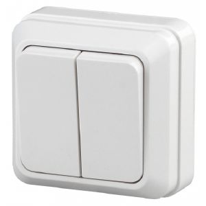 Выключатель о/у Эра Intro Quadro двухклавишный 10А-250В IP20 Белый