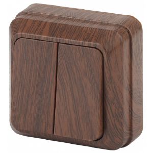 Выключатель о/у Эра Intro Quadro двухклавишный 10А-250В IP20 Венге