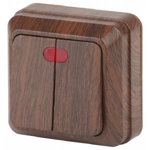 Выключатель о/у Эра Intro Quadro двухклавишный с подсветкой 10А-250В IP20 Венге