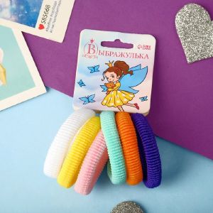 Резинка для волос «Махрушка» (набор 6 шт) полосы, 4,5 см, микс