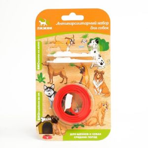 Антипаразитарный набор «Пижон» для собак средних пород (ошейник 65 см + биокапли 2х2 мл) 7081855