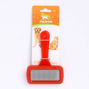 Пуходерка «Симпл» с прозрачной ручкой, без капель, 9,5 х 13,8 см, красная   7437888