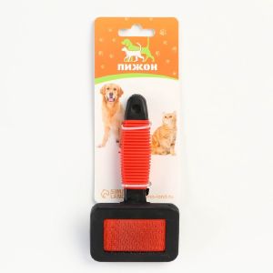 Пуходерка «Риф» без капель с резиновой ручкой 7 х 14 см, красно-чёрная   7437895