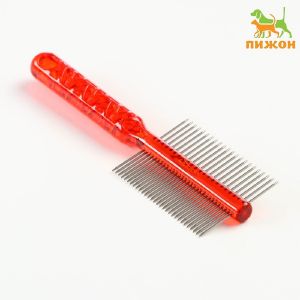 Расчёска для шерсти «Пузырьки» двухсторонняя, прозрачная, 19,5 х 5,6 см, красная   7438021