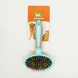 Пуходерка пластиковая мягкая с волнистыми зубьями, средняя, 9,5 х 16,5 см, мятная   9001560