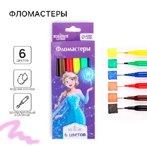 Фломастеры, 6 цветов, в картонной коробке, Холодное сердце   7665887