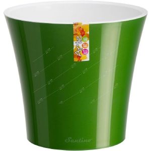 [049096] ГОРШОК АРТЕ 1,2 л. зелёное золото-белый d -13.5 h-12,5 см