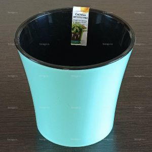 [049097] ГОРШОК АРТЕ 1,2 л. мятный-черный d-13.5 h-12,5 см