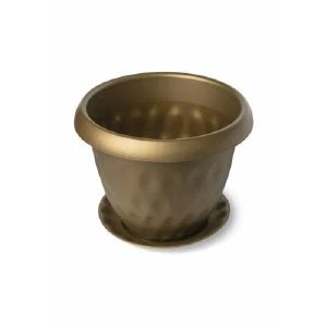 Горшок для растений «Розетта» 2,8 л Д200 c поддоном золотой С127ЗОЛ