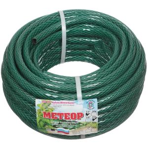Шланг поливочный, 1/2 , 6 атм, армированный, 25 м, 3 слоя, Метеор, ПВХ+резина, темно-зеленый, 20 731