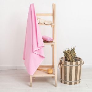 Полотенце вафельное банное Экономь и Я 80х150 см, цв.розовый 100%хл, 200 гр/м2   4474161