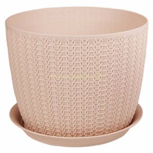 Кашпо Idea Вязание D-135 мм 1,1 л с поддоном Чайная роза М 3119