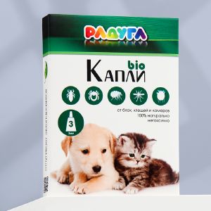 Капли «Радуга БИО» для щенков и котят от блох, клещей, комаров, 3 х 1 мл