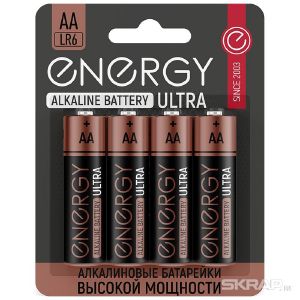Батарейка алкалиновая Energy Ultra LR6/4B (АА) 4 шт в упак