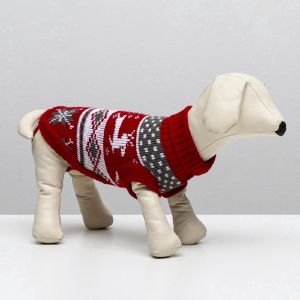 Свитер «Бегущие олени», XL (ДС 34, ОШ 34, ОГ 32-51 см), бордовый   5152055