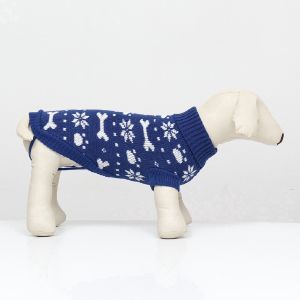 Свитер «Косточки-снежинки», размер 14 (ДС 32-35, ОГ 35-45, ОШ 22-26 см), синий   9614788