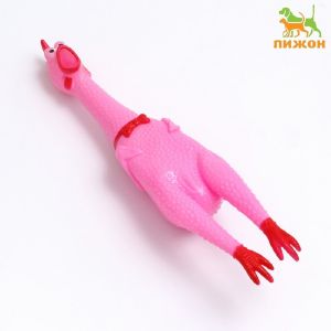 Игрушка пищащая «Задумчивая курица XL» для собак, 41 см, розовая