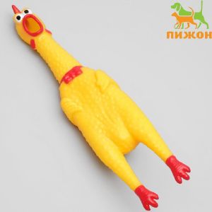 Игрушка пищащая «Задумчивая курица» для собак, 28 см, жёлтая