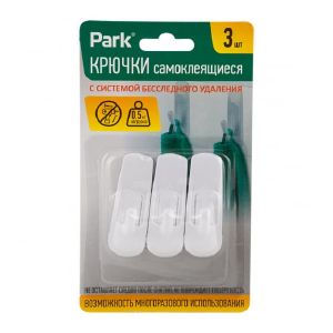 Крючки самоклеящиеся PARK ABS 1,2*1,7 см, 3 шт