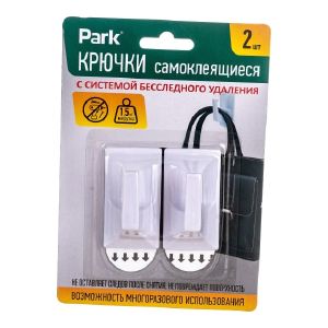 Крючки самоклеящиеся Park, 3,5x6 см, 2 шт, белые