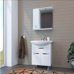 ШКАФ НАВЕСНОЙ «КВАДРО-55» ЛЕВЫЙ С ПОДСВЕТКОЙ (ПВХ)