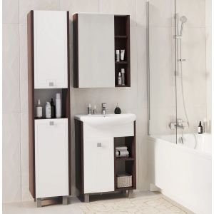 ШКАФ НАВЕСНОЙ «БОСКО-65» С ЗЕРКАЛОМ, БЕЛ./ВЕНГЕ(ПВХ)