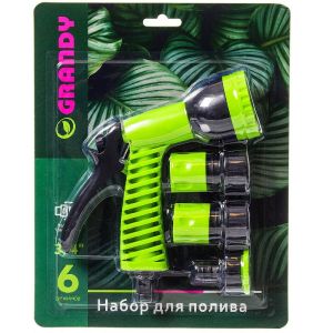 Набор для полива пистолет 6 режимов, фитинги для шланга 3/4«, штуцер для крана 1/2»-3/4