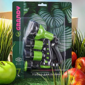 Набор для полива пистолет 7 режимов, фитинги для шланга 3/4«, штуцер для крана 1/2»-3/4