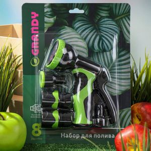 Набор для полива пистолет 8 режимов, фитинги для шланга 1/2«, штуцер для крана 1/2»-3/4