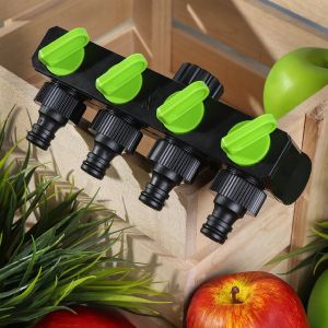 Распределитель для шланга 4-х канальный, с регулировкой подачи воды, быстросъемный, на кран с наружней резьбой 3/4