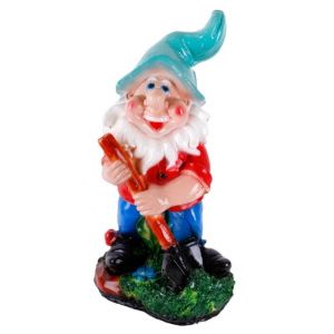 Фигура садовая гипс Гном с лопатой на подставке 430*250 мм 148