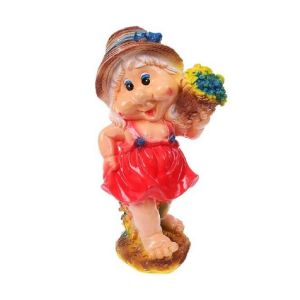 Фигура садовая гипс Девочка-Гном с корзинкой маленькая 370*180 мм 122