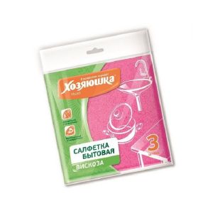 Салфетка бытовая «ХОЗЯЮШКА Мила» вискоза 90 гр/м2, 35*35 см. 3 шт. 04001