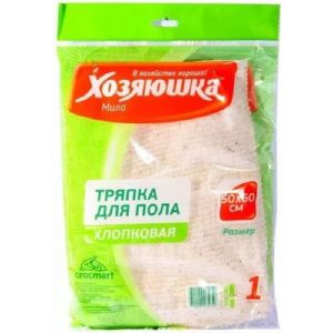 Тряпка для пола Хозяюшка Мила хлопок белая 50х60 см 1 шт Т-01 06006