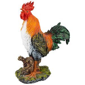 Фигурка садовая полистоун Петух на камне 41х17х33 см