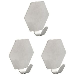 Набор крючков на самоклеящейся основе «Шестиугольник», 3 шт (нерж)