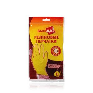 Перчатки резиновые Выгода с хлопковым напылением Размер L