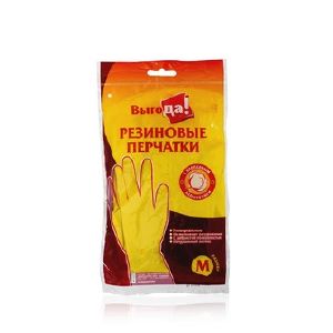 Перчатки резиновые Выгода с хлопковым напылением Размер M