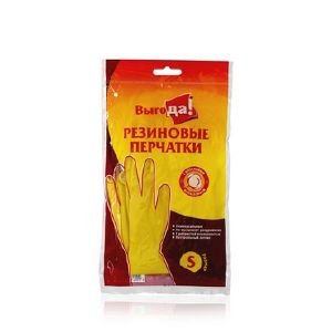 Перчатки резиновые Выгода с хлопковым напылением Размер S