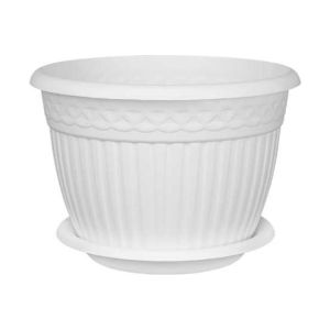 Кашпо Византия Белый 3 л с поддоном d20, h14 КШ-4467