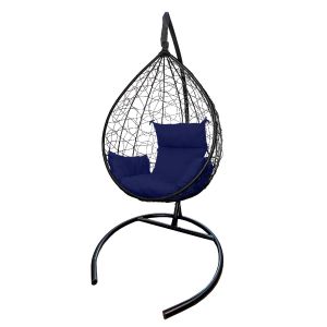Кресло подвесное Сфера Лайт, корзина черная, подушка синяя, арт.CN550-МТК23