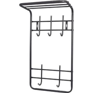 Вешалка настенная с полкой Nika, 5 крючков, 40 x 71 x 27 см, черная