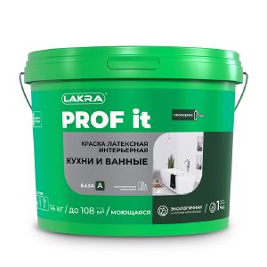 Краска интерьерная латексная Лакра PROF IT Кухни и Ванные База А, 3 кг