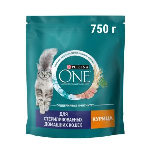 Сухой корм для стерилизованных кошек Purina One Курица со злаками 750 гр