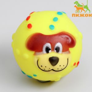 Игрушка пищащая «Мяч Джим» для собак, 6 см, жёлтая