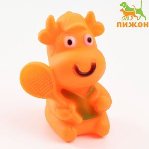 Игрушка пищащая «Спортивная корова» для собак, 10 см, оранжевая