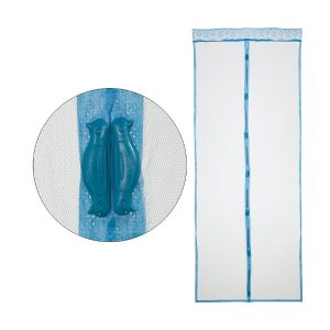 Москитная сетка на дверь Рыжий кот Птички, на магнитах, 0,9x2,2 м, голубая