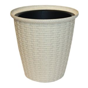 [ING6214СЛВ] Кашпо напольное Rattan D233мм/7 л с внутренним горшком 4,5 л сливочный