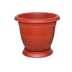 [002] Кашпо «Орнамент» №1 1,2 литра с поддоном(цвета в ассортименте)